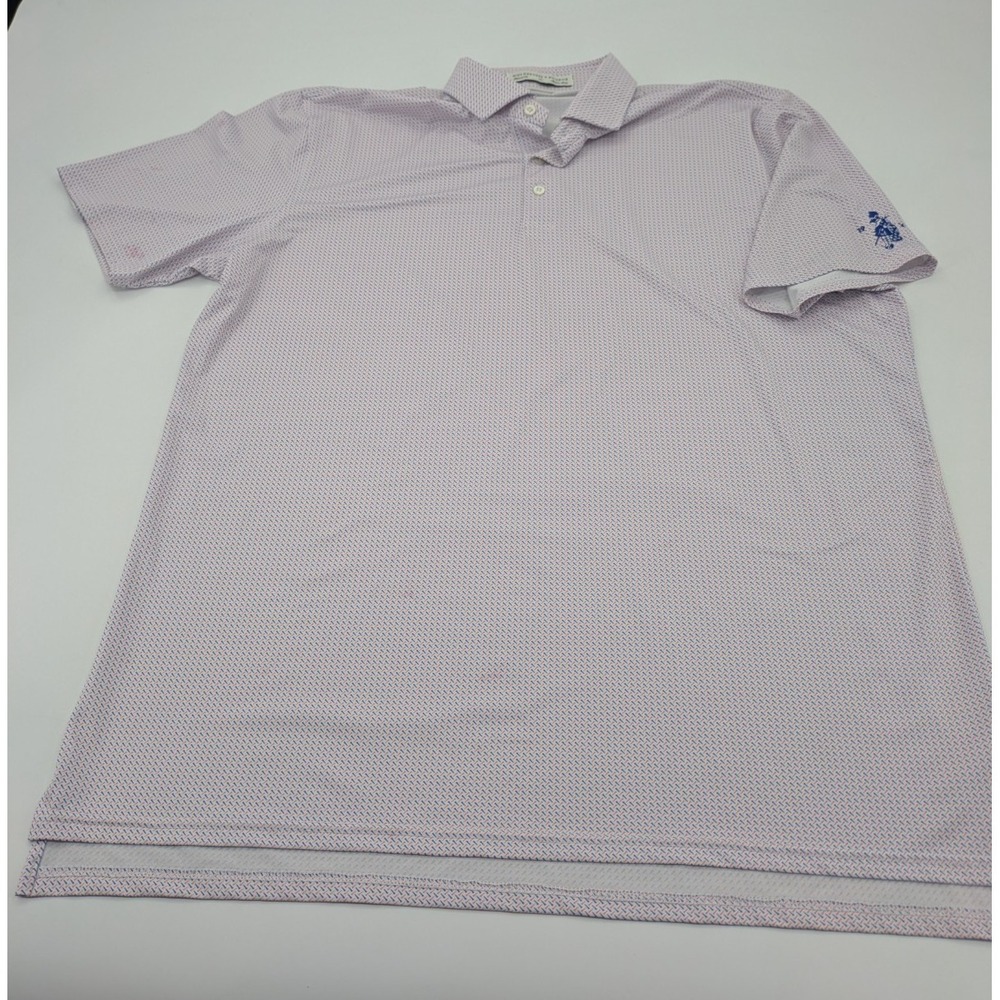 Holderness & Bourne The Demaret Golf Polo XL White Tailored Geometric SS *FLAWS*